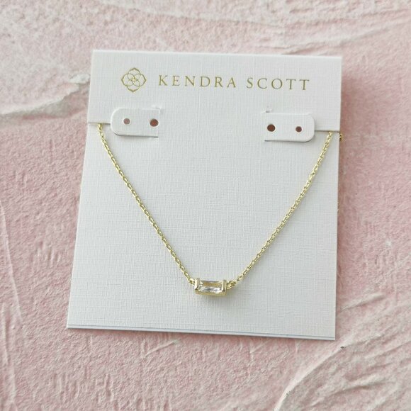 Kendra Scott Juliette White Crystal Gold Necklace - Picture 1 of 3